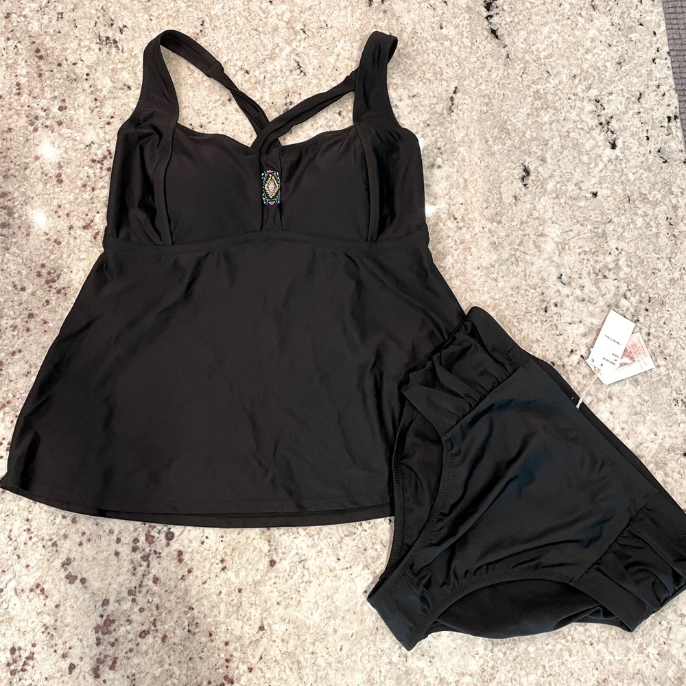 JESSICA SIMPSON | Tankini Swimsuit with Adjustable Back and High Waisted Bottoms
